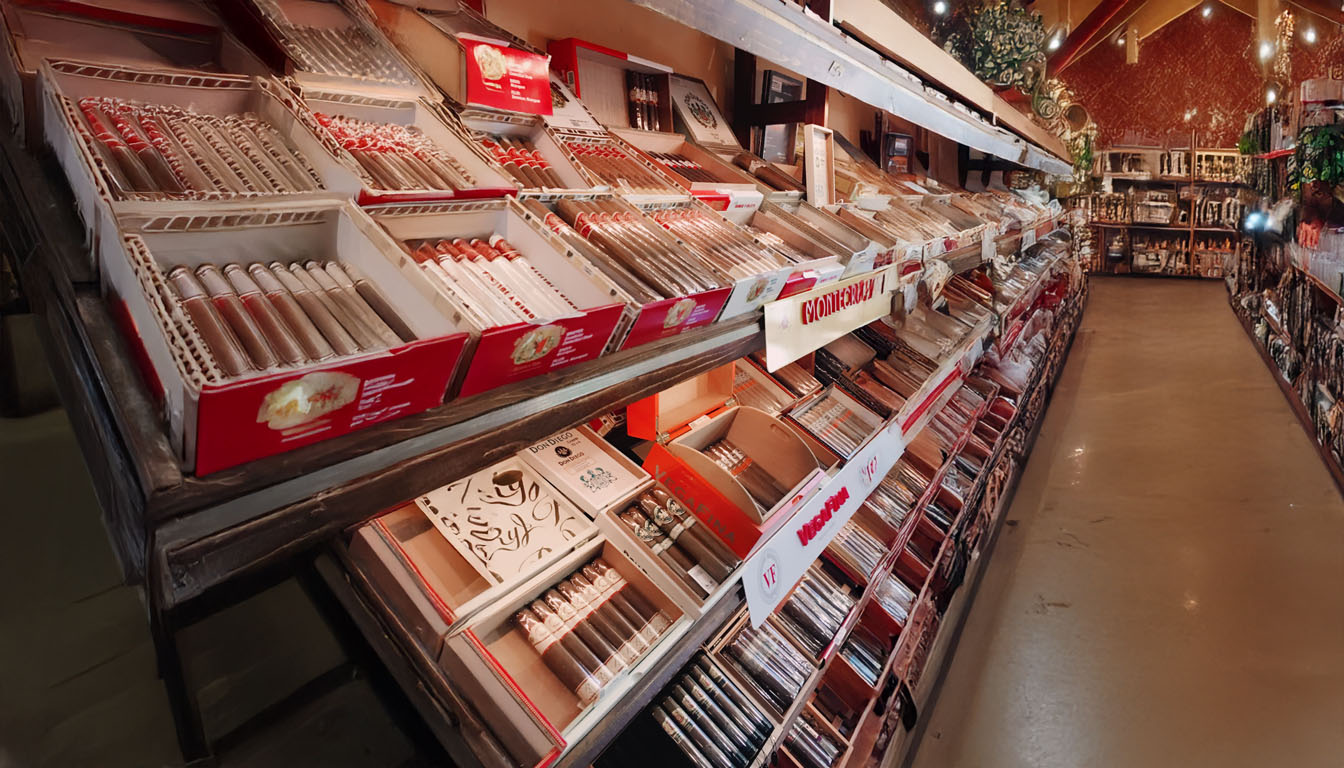 A cigar shop displaying Non-Cuban Romeo y Julieta Cigars
